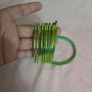 11 Green Bangle Set Bold Green Metal Bangle Fashion Statement Women’s Accessory